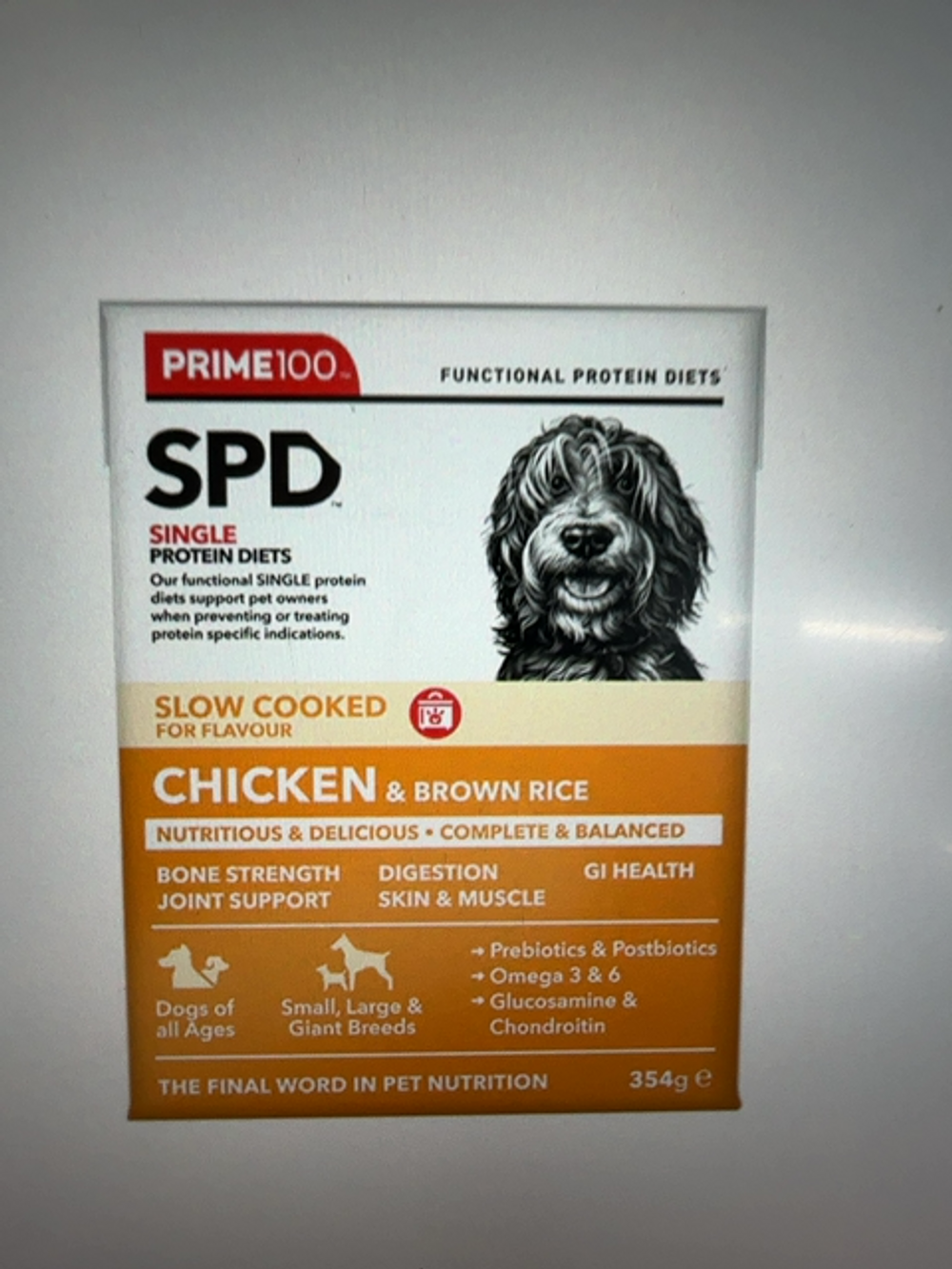PRIME 100 SPD SLOW COOKED CHICKEN& BROWN RICE 354G