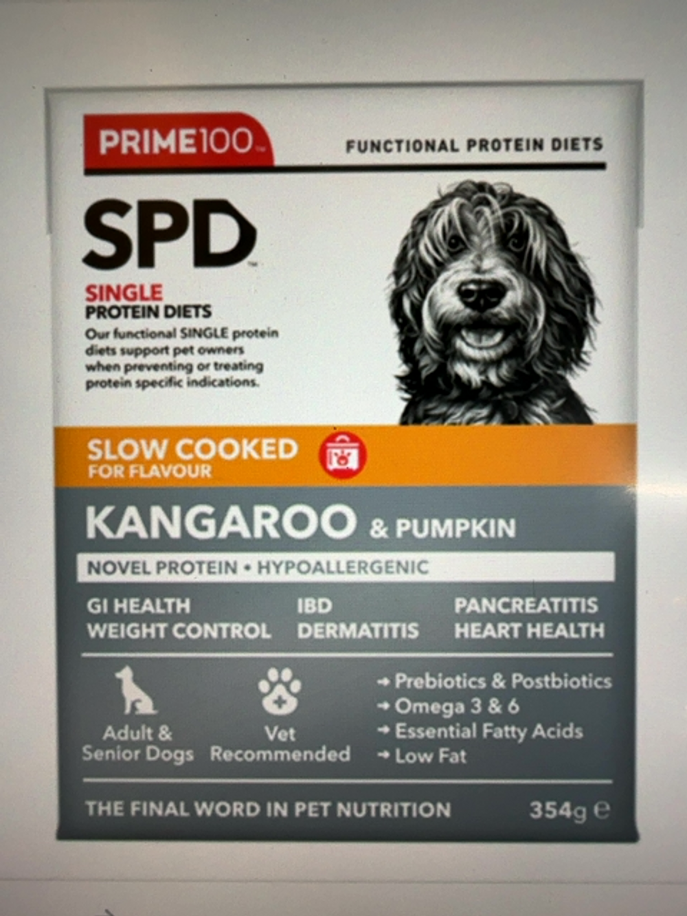 PRIME 100 SPD SLOW COOKED KANGAROO & PUMPKIN 354G