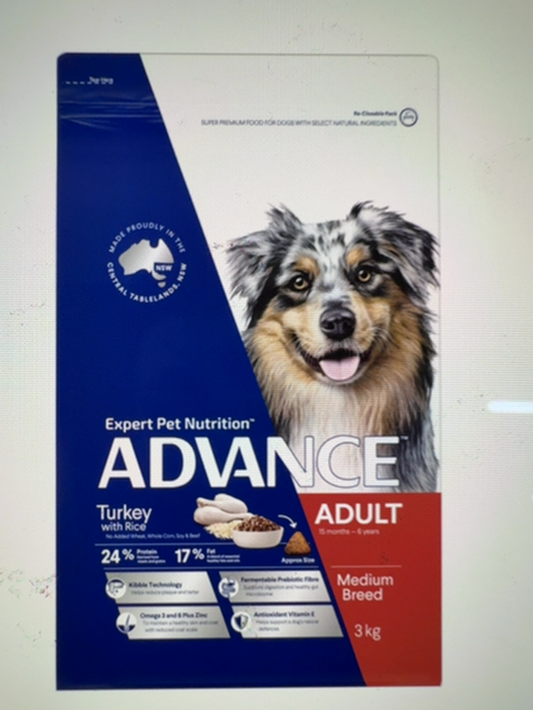 ADVANCE DOG 3KG MED TURKEY