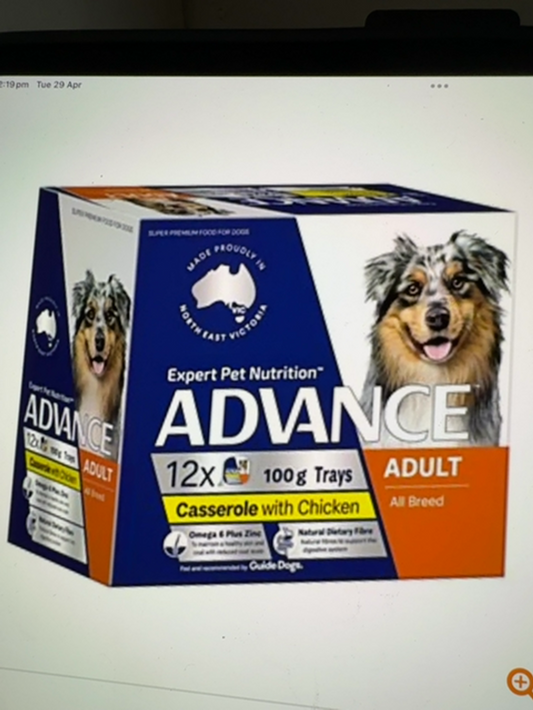 ADVANCE DOG ADULT CHICKEN CASSEROLE TRAYS 12X100G