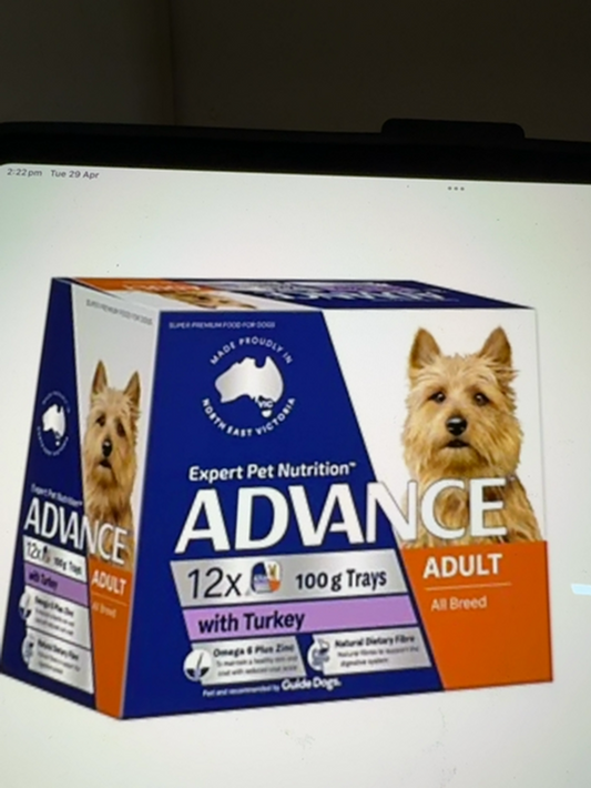 ADVANCE DOG ADULT TURKEY TRAYS 12 X 100G 