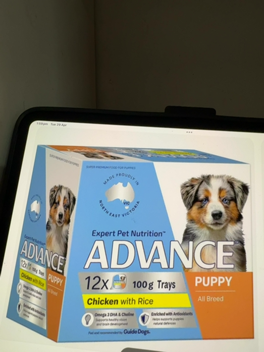 ADVANCE PUPPY CHICKEN & RICE TRAYS 12 X 100G 