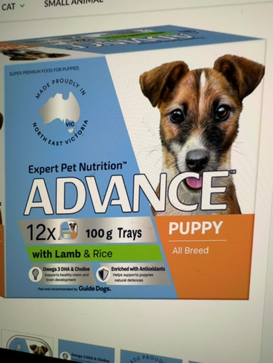 ADVANCE PUPPY LAMB & RICE TRAYS 12 X 100G 